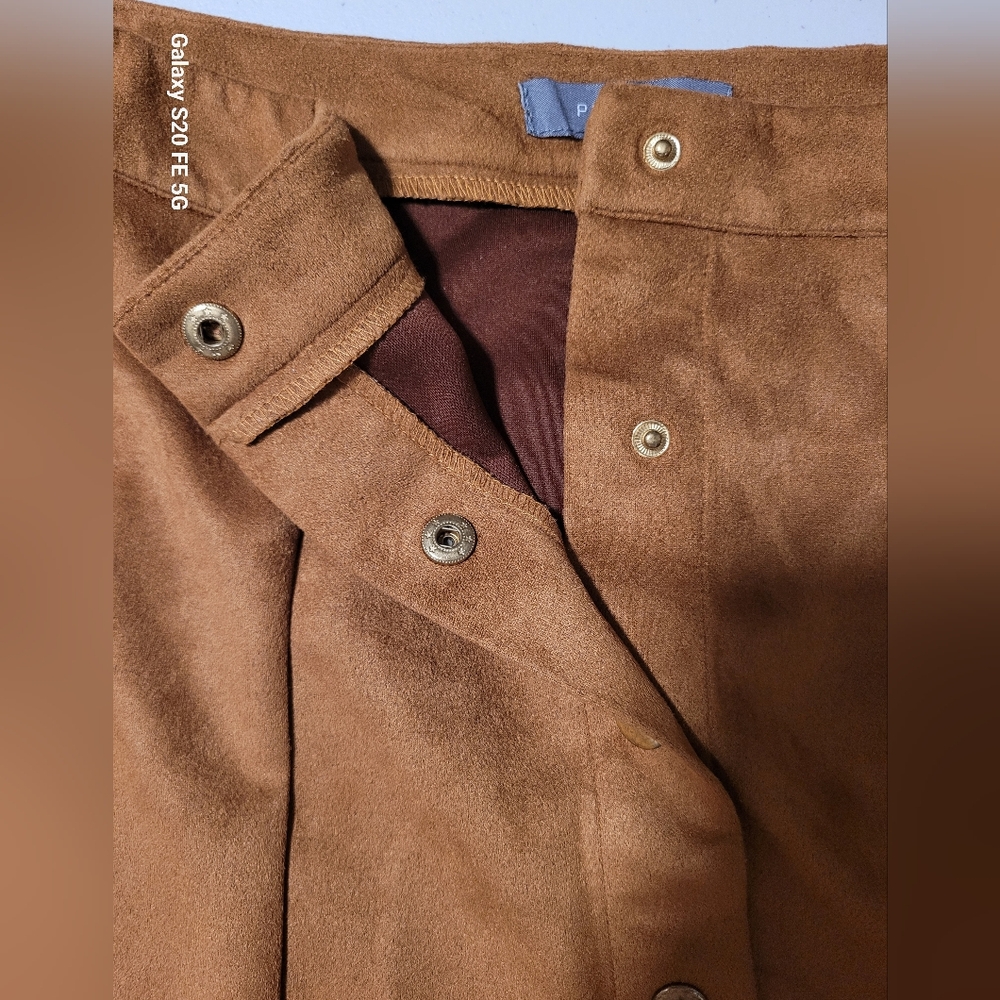 Primark Women's Faux Suede Button-Up A line Mini Skirt Copper Size 6 - Picture 3 of 8